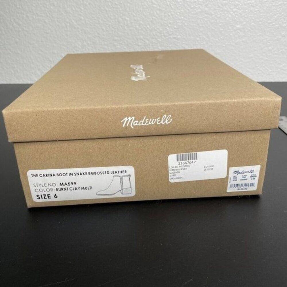 Madewell Womens Boots Size 6 Brown Cara Snakeskin Embossed Leather Chelsea - Picture 3 of 8